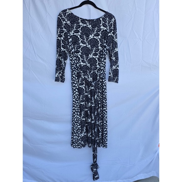 Boden Dresses & Skirts - Boden Navy Blue White Floral Faux Wrap Midi Dress WW121 Long Sleeve Womens 14R